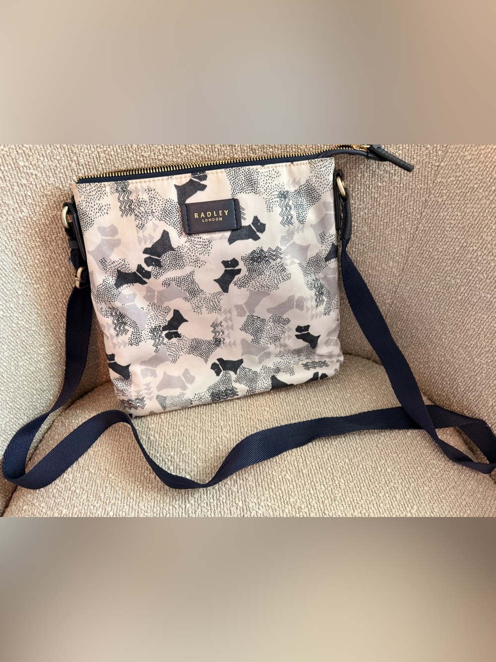RADLEY LONDON Navy and Cream Printed Crossbody Bag